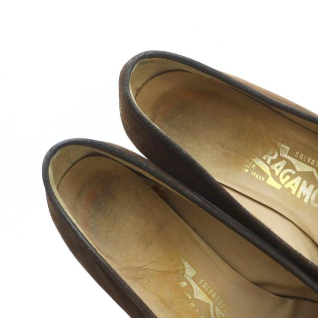 【中古】サルヴァトーレフェラガモ Salvatore Ferragamo パンプス ロゴ スエード ガンチーニ 5.5 22.5cm 茶