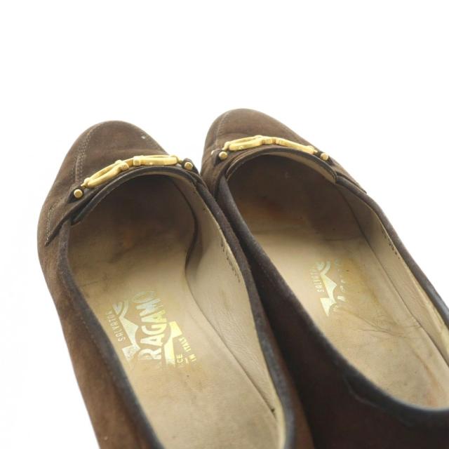 【中古】サルヴァトーレフェラガモ Salvatore Ferragamo パンプス ロゴ スエード ガンチーニ 5.5 22.5cm 茶