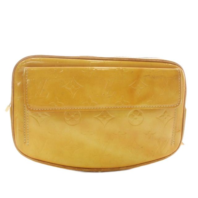 【中古】LOUIS VUITTON モノグラム ヴェルニ フルトン ボディバッグ ウエストバッグ エナメル 総柄 黄色 M91043