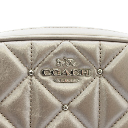 【中古】COACH ヒップバッグ ウエストバッグ レザー キルティング スタッズ ロゴ シルバー金具 ピンクゴールド F67540 中古】COACH ヒップバッグ ウエストバッグ レザー キルティング