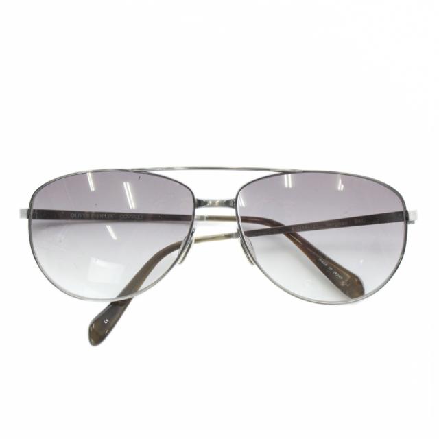 【中古】OLIVER PEOPLES Bergman サングラス メタルフレーム グラデーション ツーブリッジ 61□14-135 シルバー色