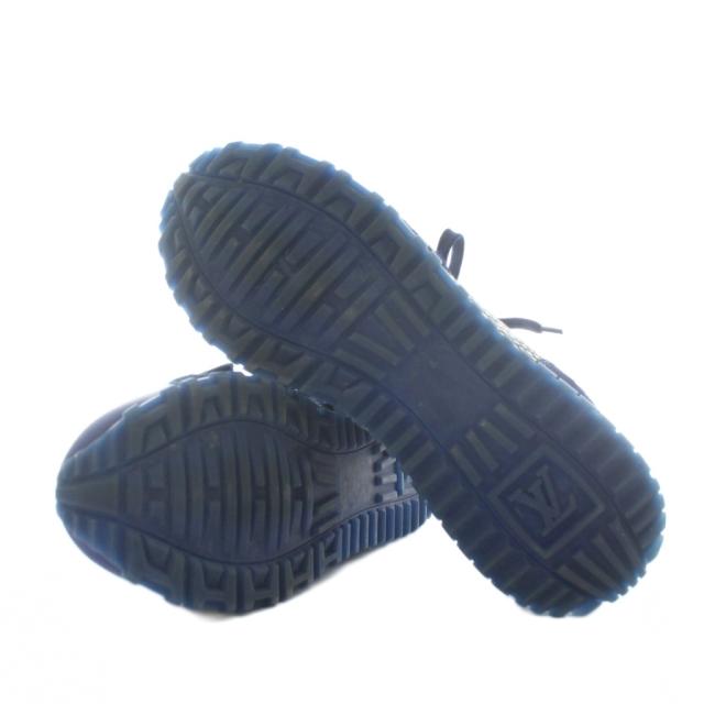 【中古】LOUIS VUITTON ランアウェイライン スニーカー ハラコ スエード レザー ローカット 総柄 35.5 22.5cm 紺