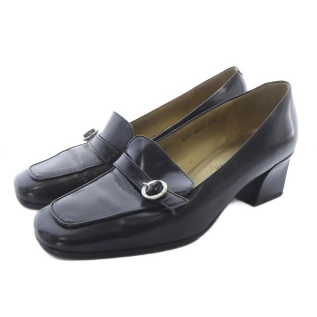 【中古】イヴサンローラン YVES SAINT LAURENT パンプス レザー スクエアトゥ 34.5 黒 /SR ■GY17 レディース