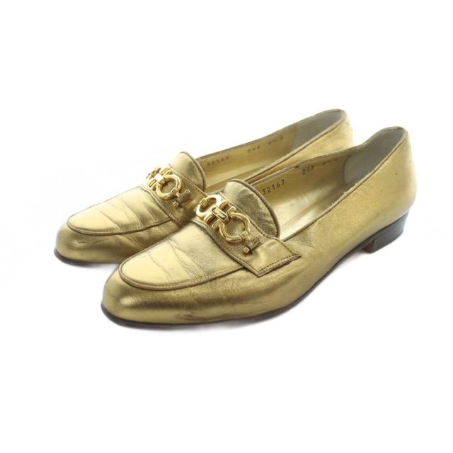 【中古】サルヴァトーレフェラガモ Salvatore Ferragamo パンプス ガンチーニ レザー ロゴ 6.5 23.5cm ゴールド色