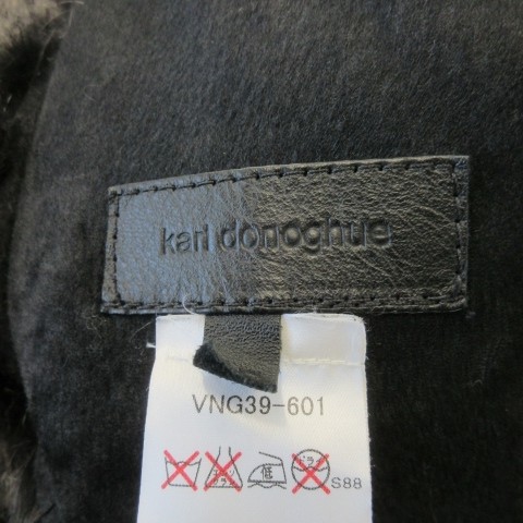 【中古】カールドノヒュー KARL DONOGHUE ムートンコート ファー スエード 切替 ラムスキン XS 黒_6
