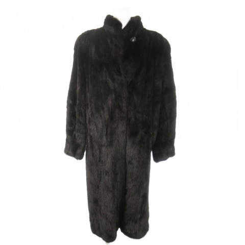 【中古】サガミンク SAGA MINK 銀サガ Belle Vison ファーコート ロング スタンドカラー ミンク 毛皮 11 黒