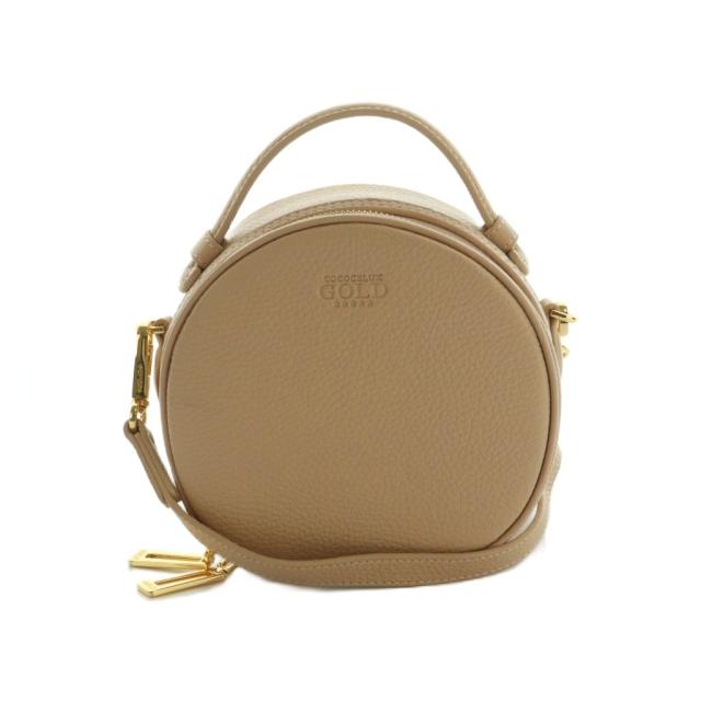 【中古】ココセリュックス ゴールド ショルダーバッグ レザー ロゴ ラウンド ピンク 205DA0436 /MI ■OS レディース