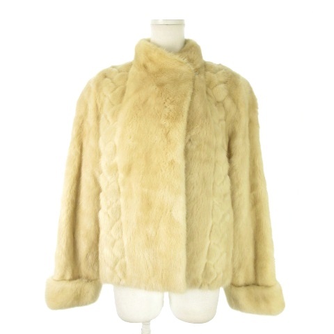 【中古】サガミンク SAGA MINK 銀サガ パールミンク ファー コート ショート丈 毛皮 F ベージュ レディース