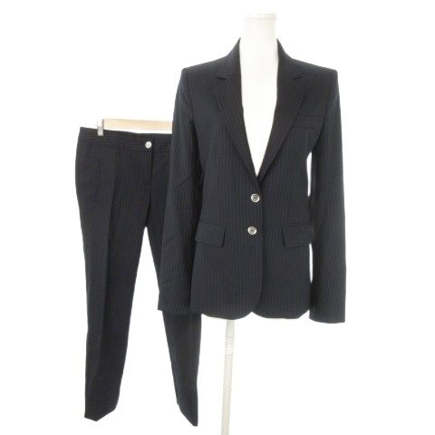 【中古】ドルガバ ドルチェ&ガッバーナ スーツ セットアップ テーラードジャケット パンツ ストライプ 38 M 紺