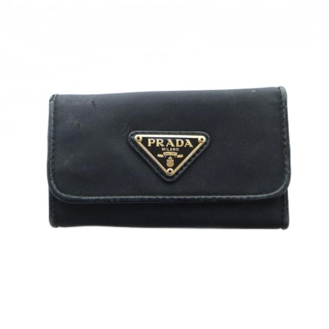 【中古】プラダ PRADA キーケース ロゴ ナイロン 黒 ブラック ■GY18 /MQ ■OH レディース
