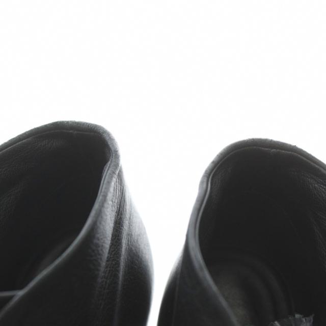 【中古】CHANEL ショートブーツ レザー ラウンドトゥ ハイヒール パール 編み上げ レースアップ 35.5 22.5cm 黒