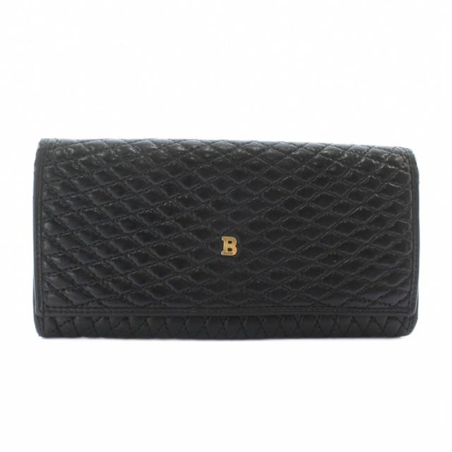 【中古】バリー BALLY 長財布 二つ折り レザー キルティング ロゴ ゴールド金具 黒 ブラック /XZ ■GY18 レディース