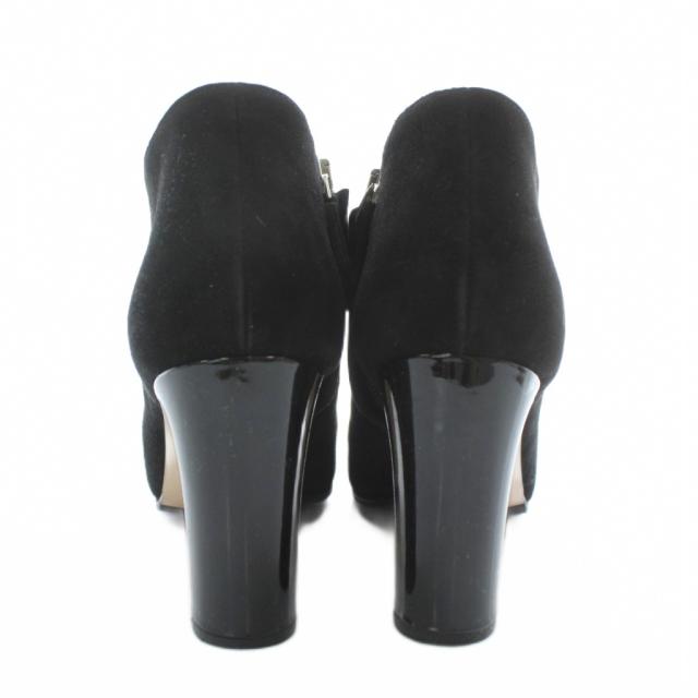 【中古】マックスマーラ MAX MARA ショートブーツ スエード エナメル 切り替え ラウンドトゥ ハイヒール 38 24.5cm 黒