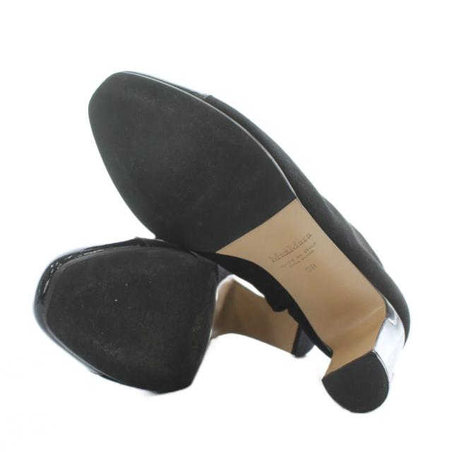 【中古】マックスマーラ MAX MARA ショートブーツ スエード エナメル 切り替え ラウンドトゥ ハイヒール 38 24.5cm 黒