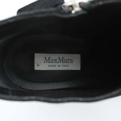 【中古】マックスマーラ MAX MARA ショートブーツ スエード エナメル 切り替え ラウンドトゥ ハイヒール 38 24.5cm 黒