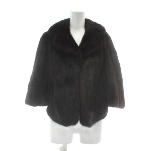 【中古】ノーブランド ファーコート ポンチョ ケープ アウター 毛皮 ミンク 茶色 ブラウン /XZ ■GY18 レディース