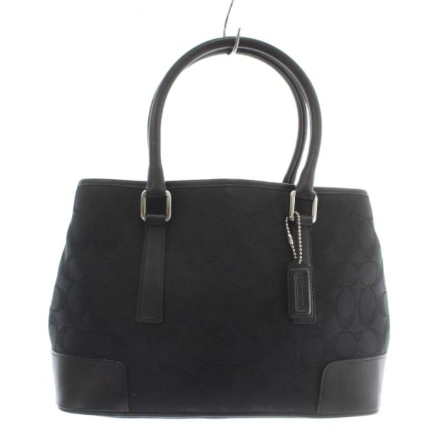 【中古】コーチ COACH ハンドバッグ トート キャンバス レザー シグネチャー 総柄 黒 ブラック 6089 /XZ ■GY18