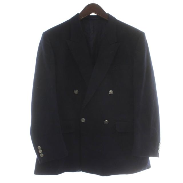 【中古】Christian Dior テーラードジャケット ブレザー ウール ダブル 4B 総裏地 肩パッド AB-4 92-82-165 M 紺
