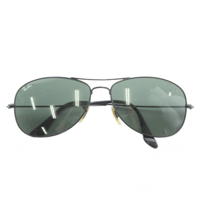 【中古】RAY BAN COCKPIT 眼鏡 サングラス メタルフレーム カラーレンズ ツーブリッジ ロゴ 59□14 黒 RB3362