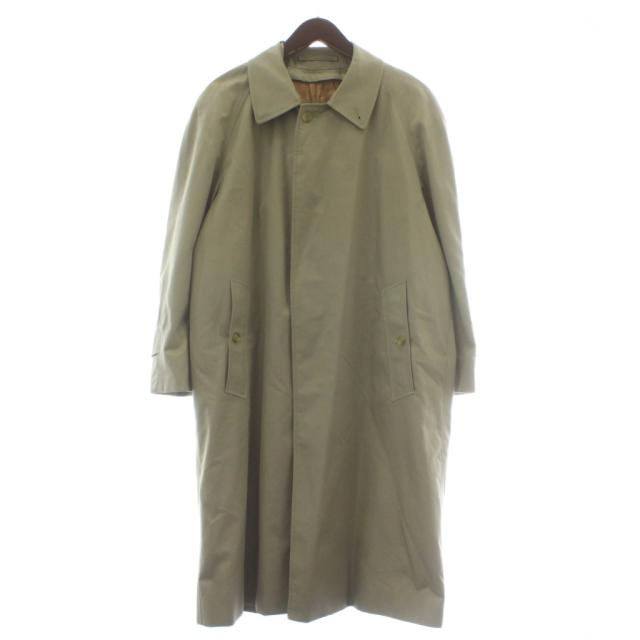 【中古】Burberrys ステンカラーコート アウター ロング 比翼ボタン 裏地ノバチェック ライナー付き カーキ