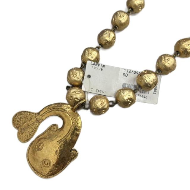 【中古】未使用品 ランバン LANVIN ヴィンテージ ネックレス ペンダント ナマズ フィッシュ フランス製 ロング 金色