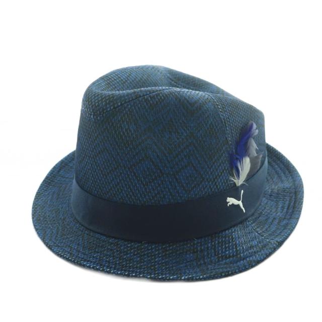 【中古】プーマ PUMA 中折れ帽 ハット 帽子 羽 ロゴ 青 ブルー /AQ ■OS ■GY18 メンズ