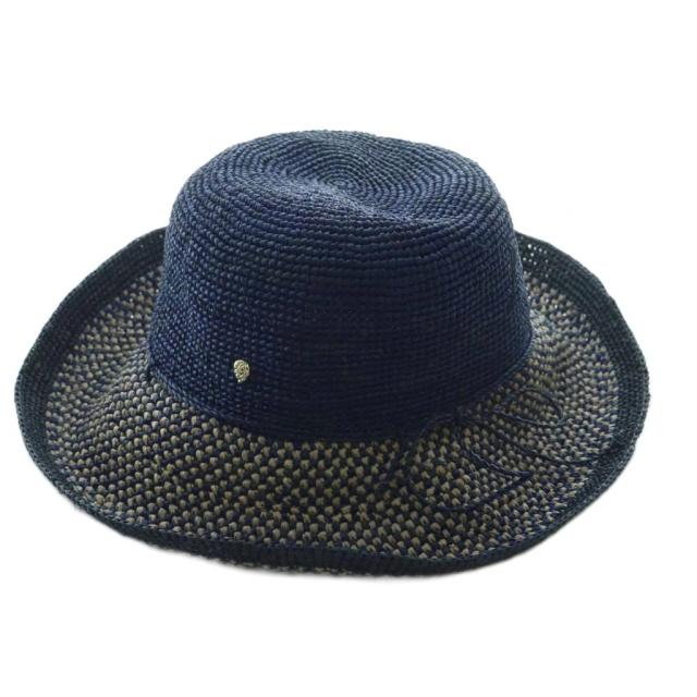 【中古】ヘレンカミンスキー HELEN KAMINSKI 麦わら帽子 ハット つば広帽子 青 ブルー /AQ ■OS ■GY18 レディース