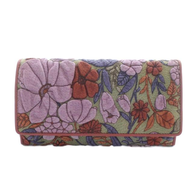 【中古】デコブランシェ decobranche 長財布 小銭入れあり KYOUKA 京香シリーズ 花 ジャガード マルチカラー /KW