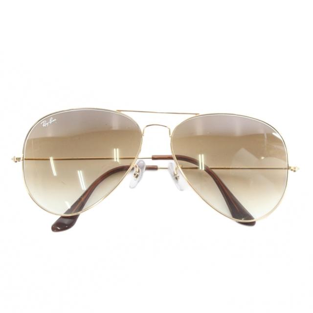 【中古】RAY BAN AVIATOR 眼鏡 サングラス メタルフレーム グラデーション ツーブリッジ ゴールド色 RB3025
