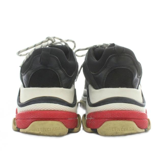 【中古】BALENCIAGA TRIPLE S スニーカー ダッドスニーカー レザー メッシュ 厚底 ローカット ロゴ 42 27.5cm 黒
