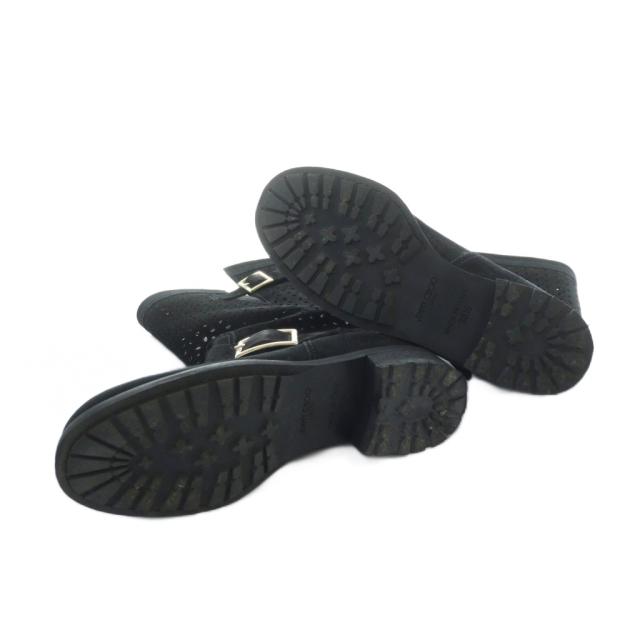 【中古】ジミーチュウ JIMMY CHOO ショートブーツ エンジニア スエード ロゴ ベルト メッシュ 38.5 25.5cm 黒