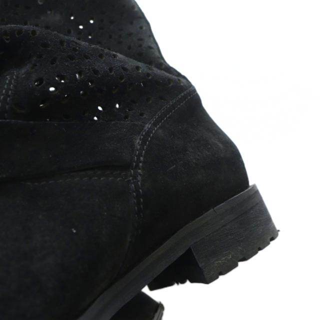 【中古】ジミーチュウ JIMMY CHOO ショートブーツ エンジニア スエード ロゴ ベルト メッシュ 38.5 25.5cm 黒