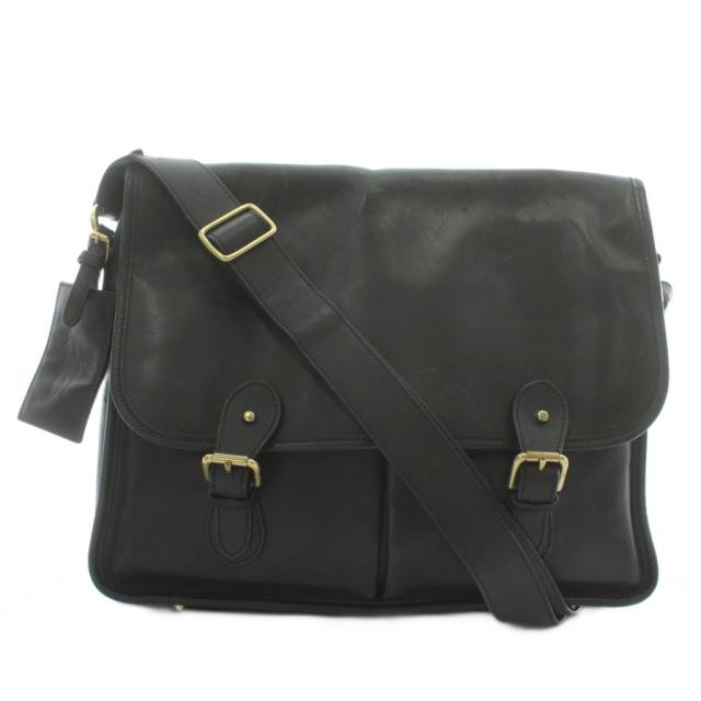 【中古】Polo by Ralph Lauren ショルダーバッグ ビジネスバッグ ブリーフケース レザー ベルト 黒