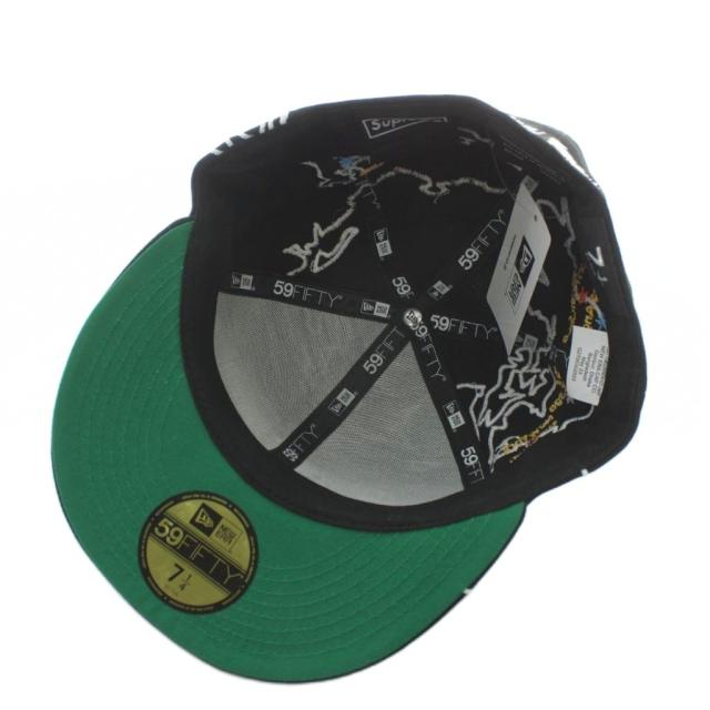 【中古】未使用品 SUPREME × NEW ERA Worldwide Box Logo 帽子 キャップ ロゴ 刺繍 総柄 7 1/4 57.7cm 黒