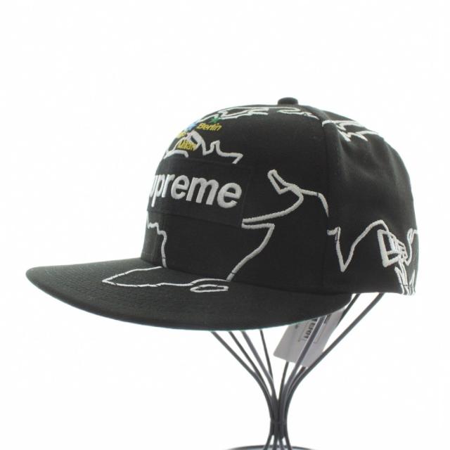 【中古】未使用品 SUPREME × NEW ERA Worldwide Box Logo 帽子 キャップ ロゴ 刺繍 総柄 7 1/4 57.7cm 黒