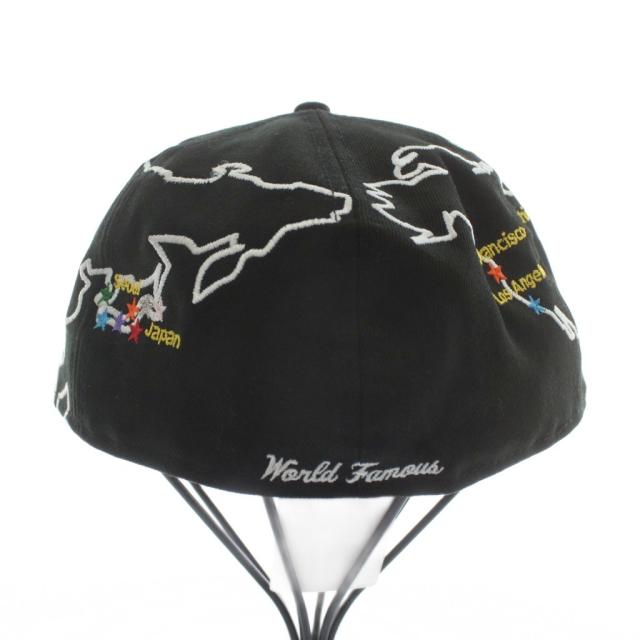 【中古】未使用品 SUPREME × NEW ERA Worldwide Box Logo 帽子 キャップ ロゴ 刺繍 総柄 7 1/4 57.7cm 黒