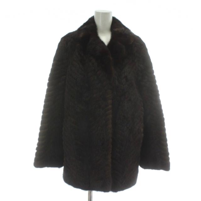 【中古】ノーブランド ファーコート アウター 毛皮 ミンク ミドル 13 XL 茶色 ブラウン /XZ ■GY18 レディース