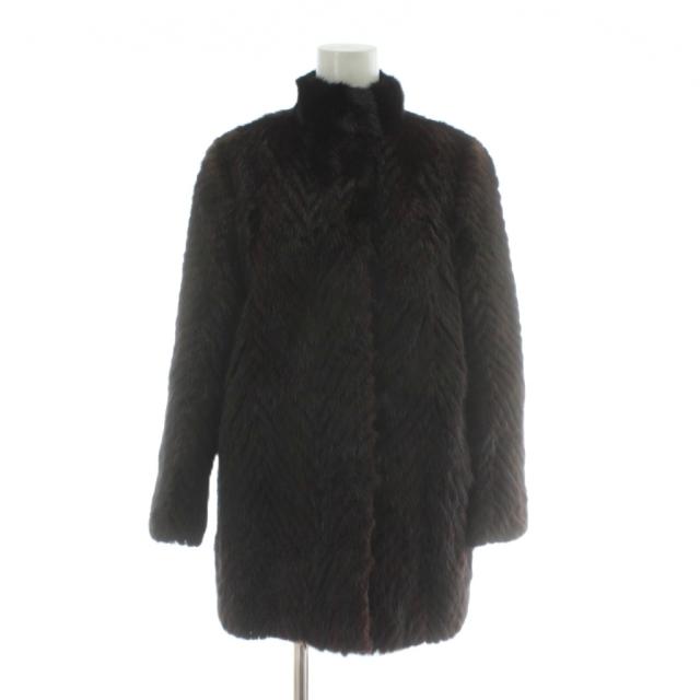 【中古】M&U LEATHER AND FUR ファーコート アウター 毛皮 ミンク ミドル 11 L 茶色 ブラウン /XZ ■GY18 レディース