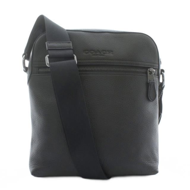 【中古】コーチ COACH ハウストン フライト バッグ ショルダーバッグ レザー ロゴ 型押し 黒 ブラック 4011