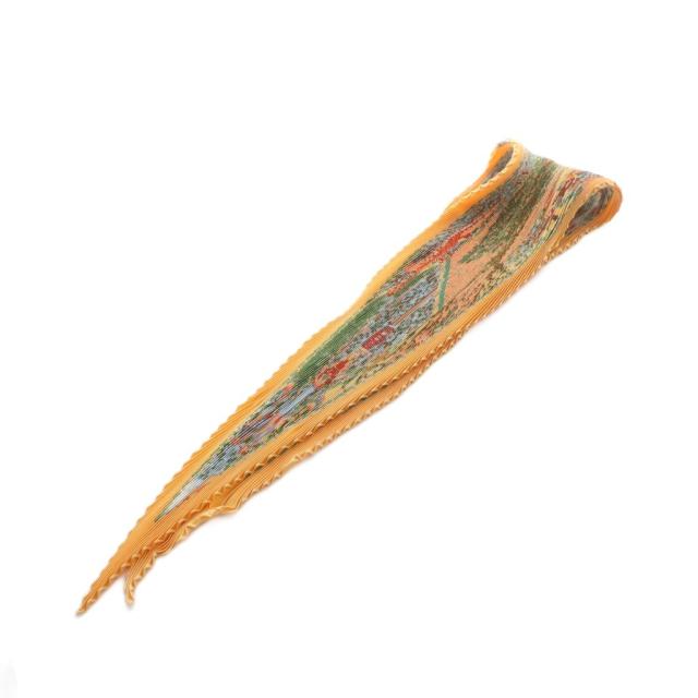 【中古】エルメス HERMES カレ プリセ AXIS MUNDI 世界の中心軸 スカーフ ストール ロゴ 絹 シルク 総柄 オレンジ