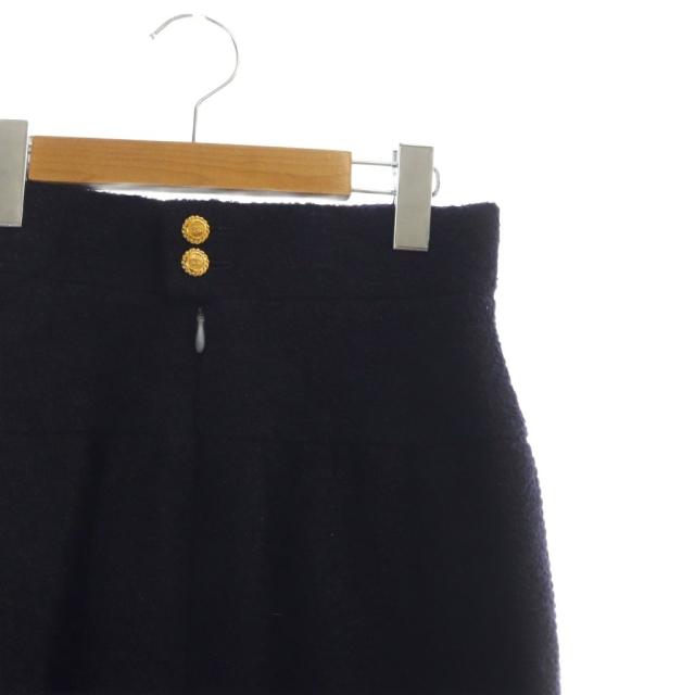【中古】シャネル CHANEL ミドルスカート タイト ココマーク サイドライン ジップフライ 金ボタン モヘヤ 絹 シルク_3