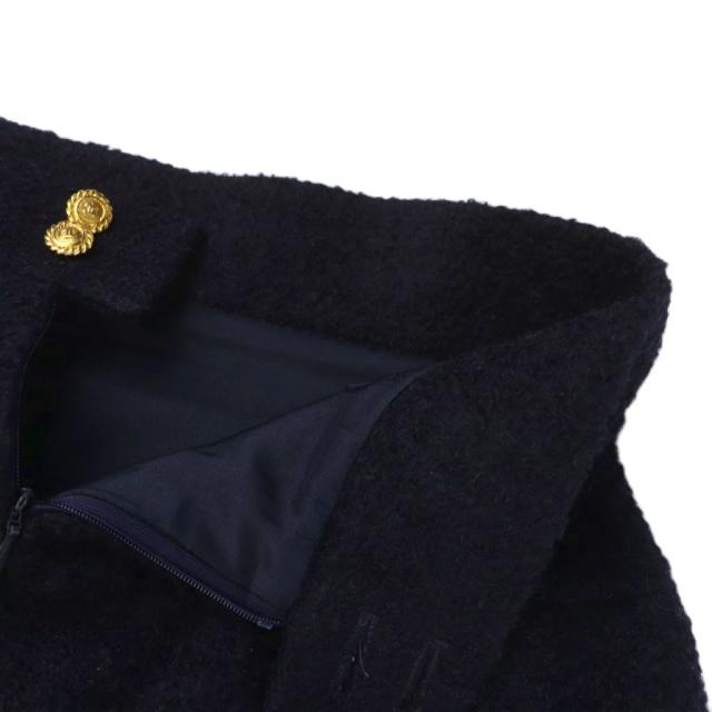 【中古】シャネル CHANEL ミドルスカート タイト ココマーク サイドライン ジップフライ 金ボタン モヘヤ 絹 シルク_4