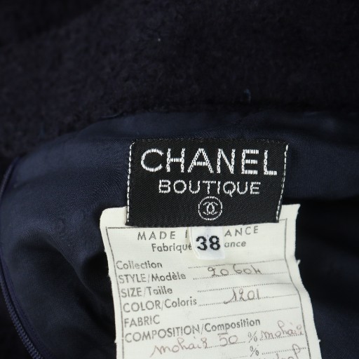 【中古】シャネル CHANEL ミドルスカート タイト ココマーク サイドライン ジップフライ 金ボタン モヘヤ 絹 シルク_5