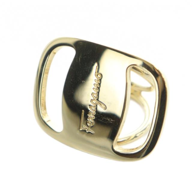 【中古】サルヴァトーレフェラガモ Salvatore Ferragamo スカーフリング アクセサリー ロゴ ゴールド色 ■GY18 /MQ