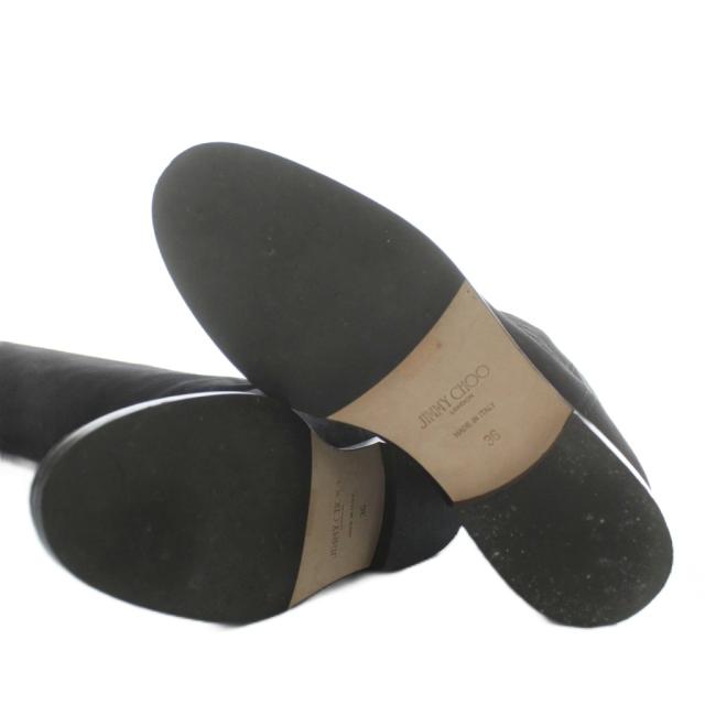 【中古】ジミーチュウ JIMMY CHOO BREE FLAT ロングブーツ スエード ラウンドトゥ ロゴ ゴールド金具 36 23cm 黒_5