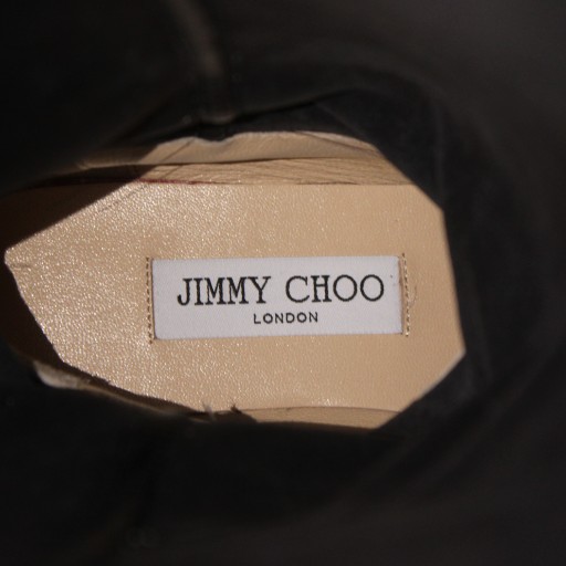 【中古】ジミーチュウ JIMMY CHOO BREE FLAT ロングブーツ スエード ラウンドトゥ ロゴ ゴールド金具 36 23cm 黒_6
