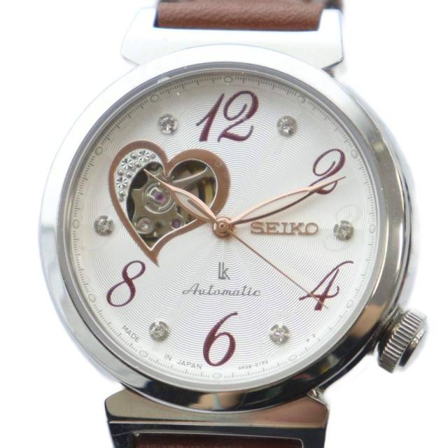 【中古】セイコー SEIKO ルキア LUKIA 4R38-01C0 腕時計 ウォッチ 自動巻き ロゴ ハート レザーベルト シルバー色