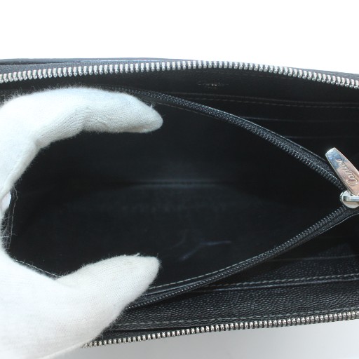 【中古】カルティエ Cartier サントス 長財布 レザー ラウンドファスナー ロゴ シルバー金具 黒 ブラック_6