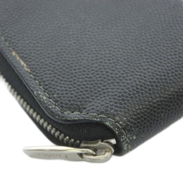 【中古】カルティエ Cartier サントス 長財布 レザー ラウンドファスナー ロゴ シルバー金具 黒 ブラック_7