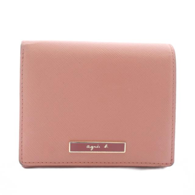 【中古】アニエスベー agnes b. 財布 二つ折り レザー ロゴ ピンク /XZ ■GY18 レディース